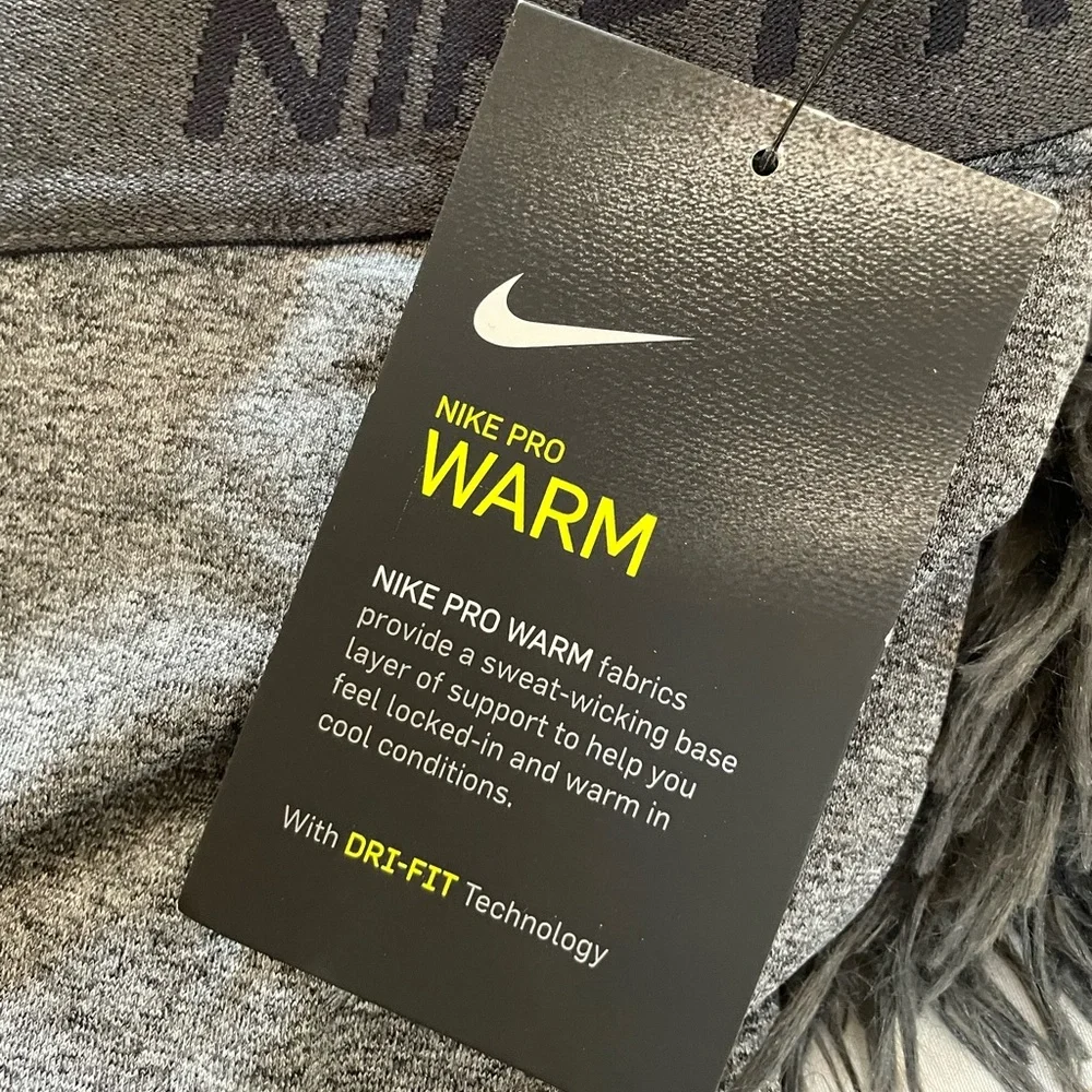 Nike Pro Warm Womens Small Gray Heather Dri FIT Training Tights Leggings NWT